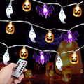 Halloween Fairy Lights,Waterproof Pumpkin Bat Ghost Battery Powered Lights, 16ft 30LEDs with Remote Control, String Light for Windows, Indoor Outdoor Decorations, Halloween Party Decorations