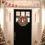 DiliComing 16-Inch Pre-Lit Winter Wreath - Large Christmas Door Wreath, Front Door & Window Decorations