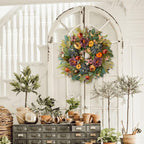 WANNA-CUL 24in Fall Front Door Wreath,Hydrangea Peony Pumpkin Harvest Decor