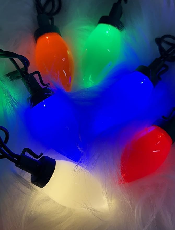 LED Christmas Lights Outdoor, 26FT 50 Count Multicolor C9 String Lights, Energy-Saving Vintage Christmas Lights, Connectable Plug-in Outside Colored Christmas Tree Lights for House Decorations