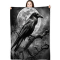 Turamurra Gothic Blanket Gifts for Adults and Kids Raven and Moon Halloween Throw Blankets for Bed Room Couch Soft Lightweight Warm Cozy Throws Decor 50x60in
