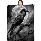 Turamurra Gothic Blanket Gifts for Adults and Kids Raven and Moon Halloween Throw Blankets for Bed Room Couch Soft Lightweight Warm Cozy Throws Decor 50x60in