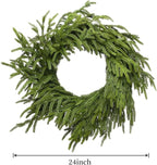 Somikis 24 Inch Christmas Wreaths for Front Door Real Touch Norfolk Pine Wreath for Winter Indoor&Outdoor Porch Windows Wall Home Decor, Realistic Wreath for All Seasons