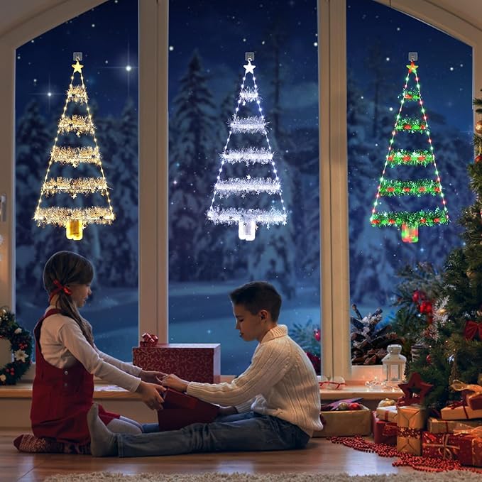 Toodour Christmas Decorations Indoor Lights, 2.65ft LED Christmas Lights, Cool White Wall Window Hanging Light, Battery Operated Holiday Decoration for Outdoor Garden New Year Home Decor
