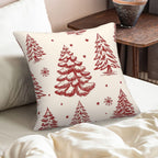 ALNMVVON Christmas Tree Pillow Covers Xmas Red and Cream Pine Tree Decorative Throw Pillows Covers 18x18 Inch Set of 2 Winter Xmas Holiday Pillowcase Farmhouse Cushion Cover for Couch Sofa Bedroom