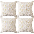 4 Pcs Christmas Throw Pillow Covers 18x18, Soft Faux Fur Pillow Cases Holiday Decorations, Fluffy Plush Accent Couch Cushion Case for Festivals Winter Sofa Living Room Home Decor(White Tree)