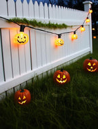 Unleash a Haunting Glow: 10.5ft Plug-in Halloween Pumpkin String Lights, Connectable (Up to 72 Strands), Waterproof Jack o Lantern Lights for Outdoor/Indoor, Heavy-Duty Orange Holiday Lights for Porch