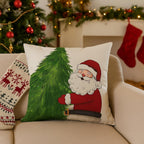 PSDWETS Christmas Pillow Covers 18x18 Inch Set of 4 Christmas Decorations Santa Claus Snowman Pillows Winter Holiday Throw Cushion Case for Couch Sofa