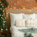 Beeveer 2 Pcs Beige Christmas Pillow Covers 18 x 18 Inch Decorative Boho Farmhouse Pillowcase White Tufted Tree Christmas Pillow Cases for Couch Sofa Holiday Bedroom Living Room Home Present