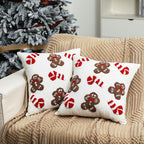 Mixweer 2 Pcs Tufted Christmas Throw Pillow Cover 18 x 18 Inch Gingerbread Pillow Covers 3D Candy Xmas Pillows Case Decorative Soft Cushion Cover for Sofa Couch Bed Room