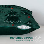 ZSkogur Christmas Throw Pillow Covers 18x18 Set of 2, Christmas Tree Decoration Cushion CoversCushion Covers Soft Faux Fur Pillow Cases for Sofa Couch Bed Winter Holiday Festivals Home Decor, Green