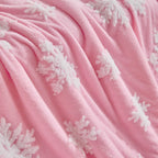 LenLuck Pink Christmas Blanket 50"x60", Soft Flannel Fleece Front & Sherpa Back, Snowflakes Throw Blanket for Couch, Fluffy Fuzzy Blanket, Christmas Decor Gift for Women, Men