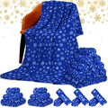 Moukeren 24 Pcs Christmas Snowflake Throw Blanket Bulk, 59 x 47 Inch Xmas Winter Throw Blanket Christmas Warm Soft Cozy Fleece for Home Bedding Couch Chair Gift (Dark Blue)