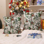 DFXSZ Christmas Pillow Covers 18x18 Inch Set of 2 Xmas Pine Branches with Red Berry Pine Cone Decorative White Throw Pillows Winter Christmas Decor for Home Couch ST025D18