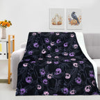 Halloween Goth Skull Throw Blanket 50x60 Inch Gothic Skeleton Blankets Soft Lightweight Cozy Plush Blanket for Halloween Decor Gifts