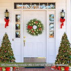 26 Inch Christmas Wreaths for Front Door Real Touch Norfolk Pine Wreath Large Artificial Green Wreath Indoor Outdoor Farmhouse Front Door Holiday Decoration Winter Home Hanging Xmas Decor
