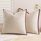 a moment Christmas Red Loop Yarn Linen-Like Pillow Cover Natural Soft Decorative Throw Pillow Case Farmhouse 18x18 Inch, Bohemian Textured Cushion Cover for Sofa Bed, Wrinkle-Resistant Home Decor