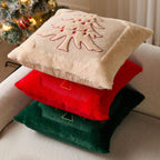 DFXSZ Christmas Pillow Covers 18x18 Red Star Light Beige Christmas Tree Decoration Soft Plush Faux Fur Jacquard Throw Pillows for Bedroom Sofa Holiday Festivals Winter Home Decor PTK067C18