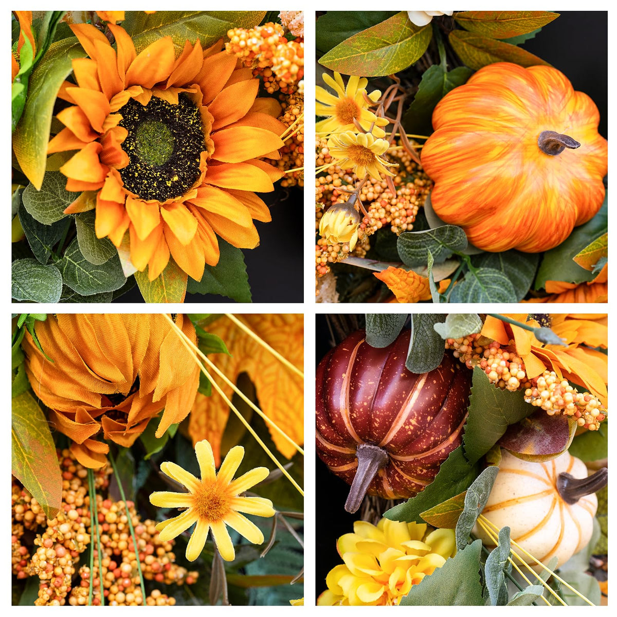 Fall Wreath 24 Inch Fall Wreaths for Front Door Outside with Sunflowers, Pumpkins, and Leaves – Autumn Wreath for Front Door, Outdoor Wreaths for Front Door, Beautiful Decor for Thanksgiving