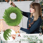 Zeyune Christmas DIY Green Wreath 14 Inch Artificial Christmas Wreaths Faux Plain Wreaths for Decorating Front Door Window Room Farmhouse Xmas Party Indoor Outdoor(Norfolk Pine,8 Pcs)