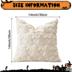 OTOSTAR Set of 2 Ghost Pillow Covers Halloween Throw Pillow Covers for Sofa Couch Bed Living Room Soft Plush Short Wool Velvet Farmhouse Throw Pillow Covers for Thanksgiving Cream Beige 14x14 Inch