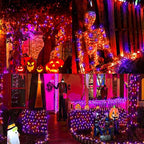 LAMPHOME 66ft Halloween Decorative Mini Lights, 200 LED Transparent Wire Fairy Starry String Lights Plug in, 12 Lighting Modes, for Halloween Decoration Outdoor Party Decoration (Orange and Purple)