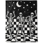 ainori Funny Skull Fleece Throw Blanket 50x60 Inch,Fun Dancing Skeleton Moon Star Checkerboard Decorative Throws,Soft Lightweight Blankets for Halloween Party Room Bedroom,Cozy Gifts for Teens Gamers