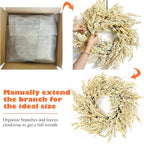 Huashen Fall Wreath, Artificial 24 inch White Berry Wreaths for Front Door Milk White Berry Wreath Christmas Wreaths for Farmhouse Festival Outdoor Party Holiday Home Decor