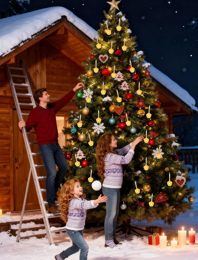 8.8Ft Vintage Christmas Bubble Lights, Outdoor Tree Lights with 10 Gold Glitter Bulbs, C7/E12 Candelabra Base, 5W String Lights with Gold Liquid Great for Indoor Xmas Celebrations Decorations