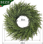 26" Norfolk Pine Wreath for Front Door, Artificial Christmas Wreaths Faux Green Fake Pine Needles Wreath for Front Door Wall Windows Indoor Outdoor Christmas Decor