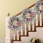 Pink Christmas Wreath 20 Inch Christmas Door Decorations Wreath Set of 2 with Christmas Balls, Pine Cones, Golden Twigs, Pine Needles and Silver Berries,Perfect for Front Door, Indoor Outdoor Use