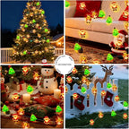 pozzolanas Christmas Fairy Lights, LED Christmas Tree Santa Claus Snowman Moose Lights Decoration, Waterproof Battery Powered Indoor Outdoor Decoration String Lights - 1Pack