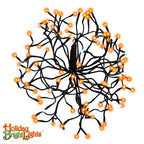 Holiday Bright Lights 16-Inch Halloween 3D Shimmering Sphere 96-Count 5mm LED Bulbs Indoor Outdoor Black and Dark Orange
