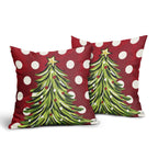 Sivirary Dark Red Christmas Pillow Covers 18x18 Inch Set of 2 Xmas Tree Polka Dots Holiday Decorative Winter Throw Pillowcases Outdoor Seasonal Farmhouse Cushion Cases Decor for Sofa Couch Bed