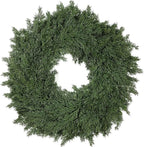 26" Real Touch Christmas Cedar Wreath, Christmas Wreaths for Front Door, Realistic Pine Wreath, Large Green Cypress Wreaths for Home Fireplace Wall Window Porch Outdoor Xmas Holiday Decor