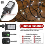 264FT 800 LED Christmas Lights with Timer, Twinkle Fairy Lights String with 8 Flashing Modes String Lights for Indoor Bedroom Outdoor Christmas Trees Garland Wreath Holiday Decorations, Cool White