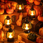12 Pcs Halloween Mini Lantern, Lantern Centerpieces for Tables with LED Simulation Candle, 4 Inch Small Hanging Lantern, Lanterns Decorative for Wedding Centerpiece Tables (Warm Yellow
