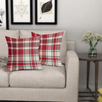 Christmas Plaid Pillow Covers 18x18 Set of 2 Red Green Cream Buffalo Checkered Decorative Tartan Pillowcases Xmas Winter Holiday Outdoor Rustic Farmhouse Throw Cushion Case Decor for Couch Sofa Bed