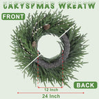 26 Inch Christmas Wreath, Christmas Wreaths for Front Door, Pine Wreath with Pine Cones Berries for Indoor Outdoor Wall Mantle Door Decor