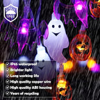 Halloween Fairy Lights,Waterproof Pumpkin Bat Ghost Battery Powered Lights, 16ft 30LEDs with Remote Control, String Light for Windows, Indoor Outdoor Decorations, Halloween Party Decorations