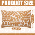 Tudomro Christmas Gingerbread House Pillow Covers 12x20 Inch Gingerbread House Shaped Embroidered Sherpa Holiday Decorative Throw Pillow Cases for Xmas Home Bedroom Couch(Retro,Brown)