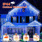 33FT Christmas Lights Outdoor, 400 LED Outdoor String Lights Waterproof Plug in with 8 Modes & Timer, Christmas String Lights for Tree Party, Garden, Holiday Decorations（Cool White）