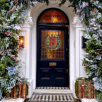 DiliComing 16-Inch Pre-Lit Winter Wreath - Large Christmas Door Wreath, Front Door & Window Decorations