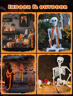 BEEWIN Halloween Decorations Chain Lights,10.4 Ft 175 LED Plastic Chain String Lights Battery Operated and USB,8 Lighting Modes Orange Light with Timer for Halloween Skeleton Dog Party Spooky Outdoor