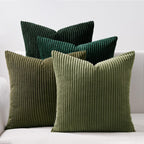Topfinel Corduroy Throw Pillow Covers Pack of 2 Gray 16"x16" No Insert with Hidden Zipper | Decorative Cushion Covers for Fall, Halloween, Thanksgiving, Christmas Green