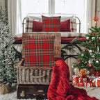 GOOESING Christmas Plaid Pillow Covers 22x22 Inch Set of 2 Scottish Tartan Farmhouse Throw Pillow Case Cushion Cover for Sofa Couch Home Decor, Red and Green