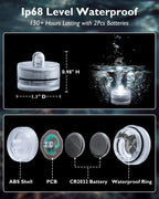 Homemory 12pcs Mini Submersible LED Lights, 150+Hour Waterproof Small Tealight Candles,Battery Operated Underwater EFX Light for Vase,Pool Pond,Halloween Lantern Decor