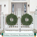 26" Real Touch Christmas Cedar Wreath, Christmas Wreaths for Front Door, Realistic Pine Wreath, Large Green Cypress Wreaths for Home Fireplace Wall Window Porch Outdoor Xmas Holiday Decor