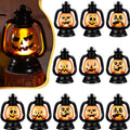 ROCEEI Halloween Mini Pumpkin Lantern 3.54 Inch Jack O Lantern Table Centerpiece Halloween Hanging Decoration Bulk Light up Lamp with Flickering LED Candle for Party Decor Indoor Outdoor(12 Pcs)
