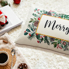 OTOSTAR Merry Bright Christmas Decor Pillow Cover 14x36 Inch Extra Long Lumbar Decorative Throw Pillow Case Eucalyptus Mistletoe Winter Holiday Cushion Cover for Couch Bed Sofa Decor (Merry & Bright)